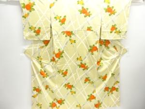 未使用品　竹に椿模様小紋着物